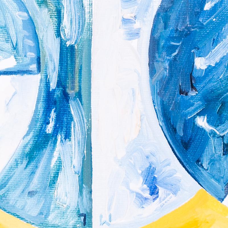 1986 Peinture à l'huile géométrique britannique de Mark Lancaster 