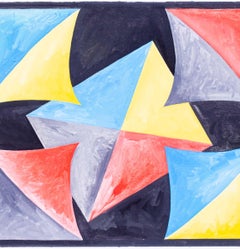 1990 British geometric oil painting by Mark Lancaster 'After Doubles'