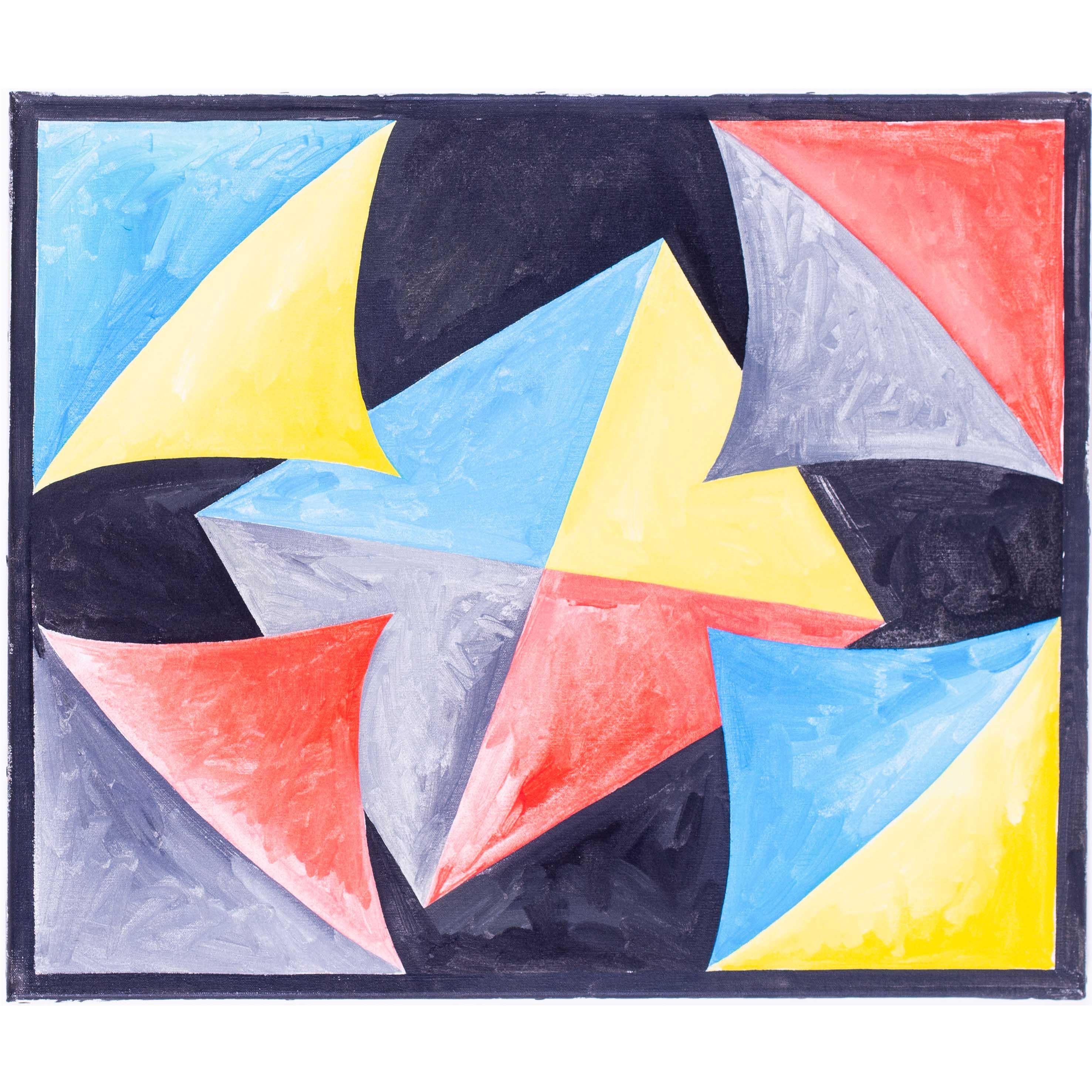 1990 British geometric oil painting by Mark Lancaster 'After Doubles' For Sale 5