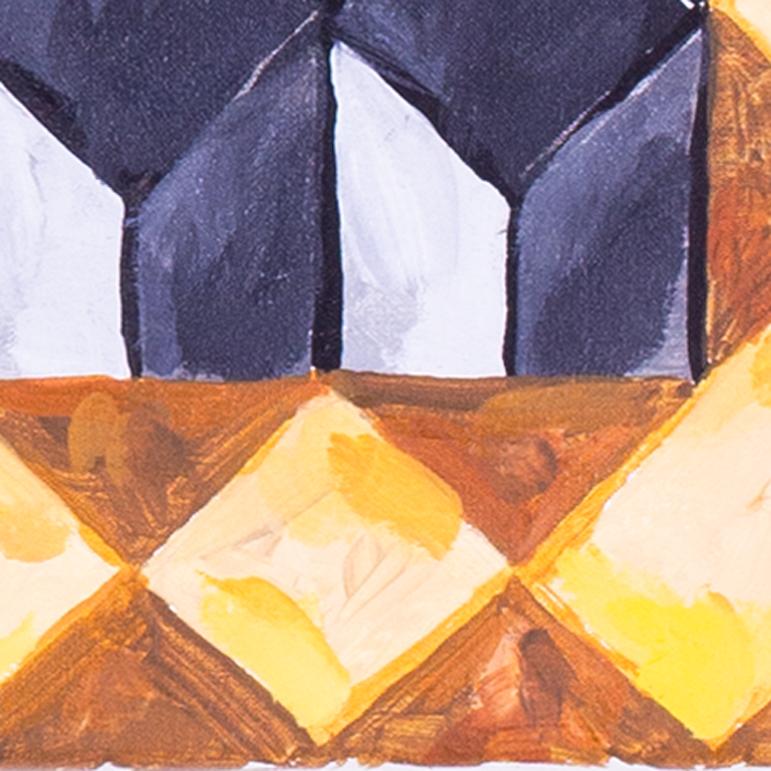 1990 Peinture à l'huile géométrique britannique de Mark Lancaster 