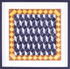 1990 Pintura al óleo geométrica británica de Mark Lancaster "Pantaloon".
