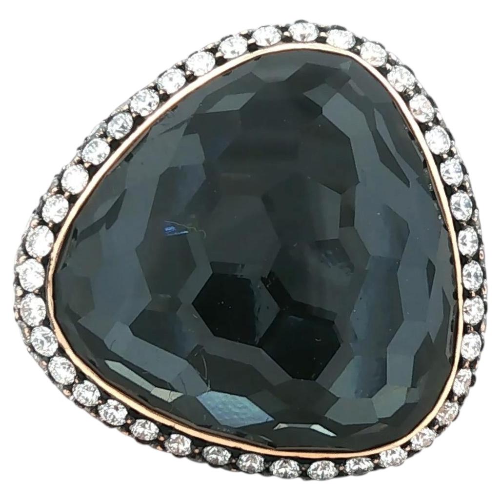 MARK LASH Bague de cocktail en or rose 18 carats avec hématite et diamant