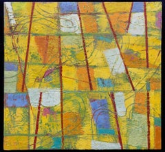 Contemporary Abstract Bright Colors Encaustic Painting Blue Red Yellow Painting