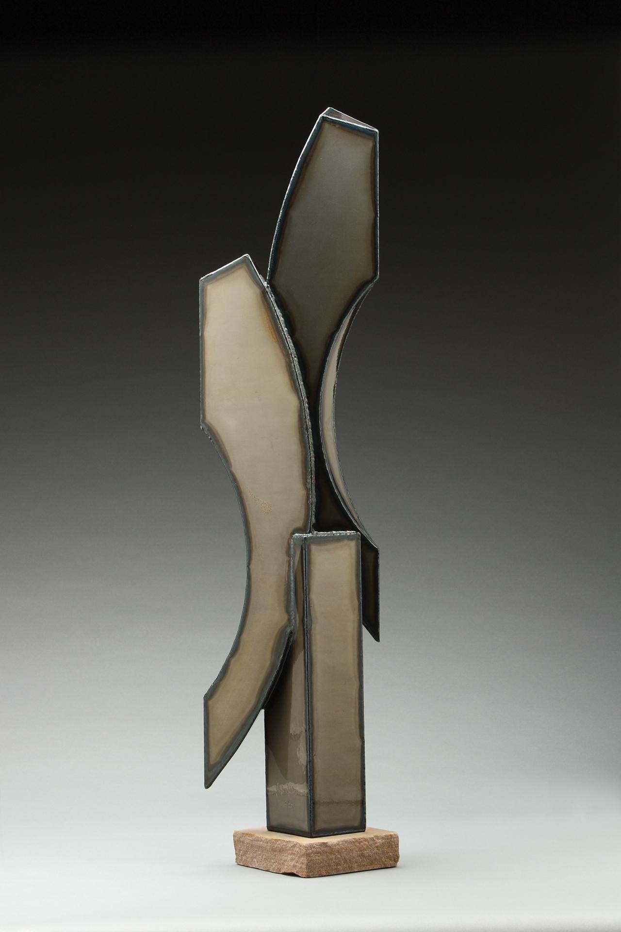Mark Leichliter Abstract Sculpture - Duet, 30"high powder-coated steel sculpture