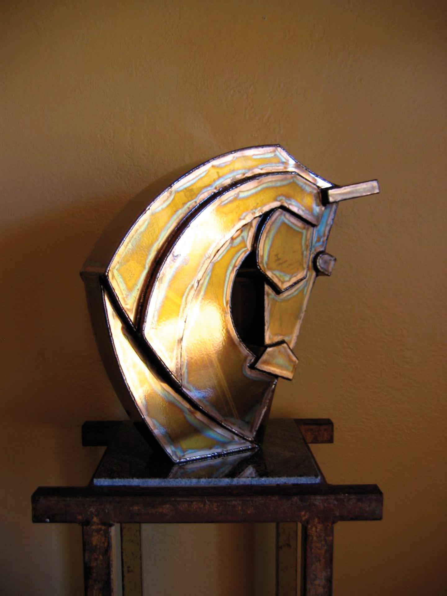 Horse Power - Gold Abstract Sculpture by Mark Leichliter