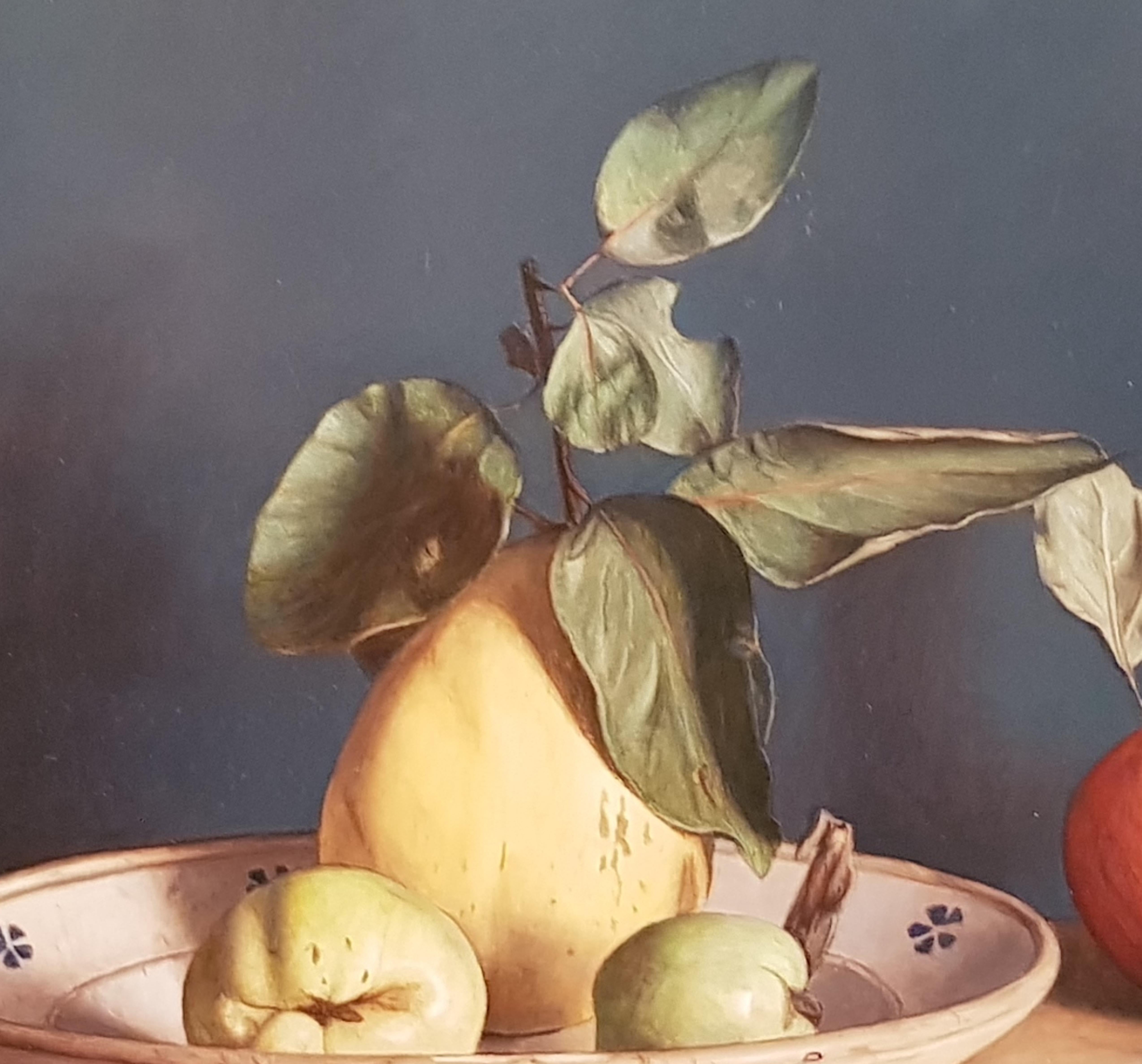 'Quinces & Apples' Still life panting of fruit in a bowl by Mark Lijftogt  For Sale 1