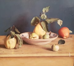 'Quinces & Apples' Still life panting of fruit in a bowl by Mark Lijftogt 