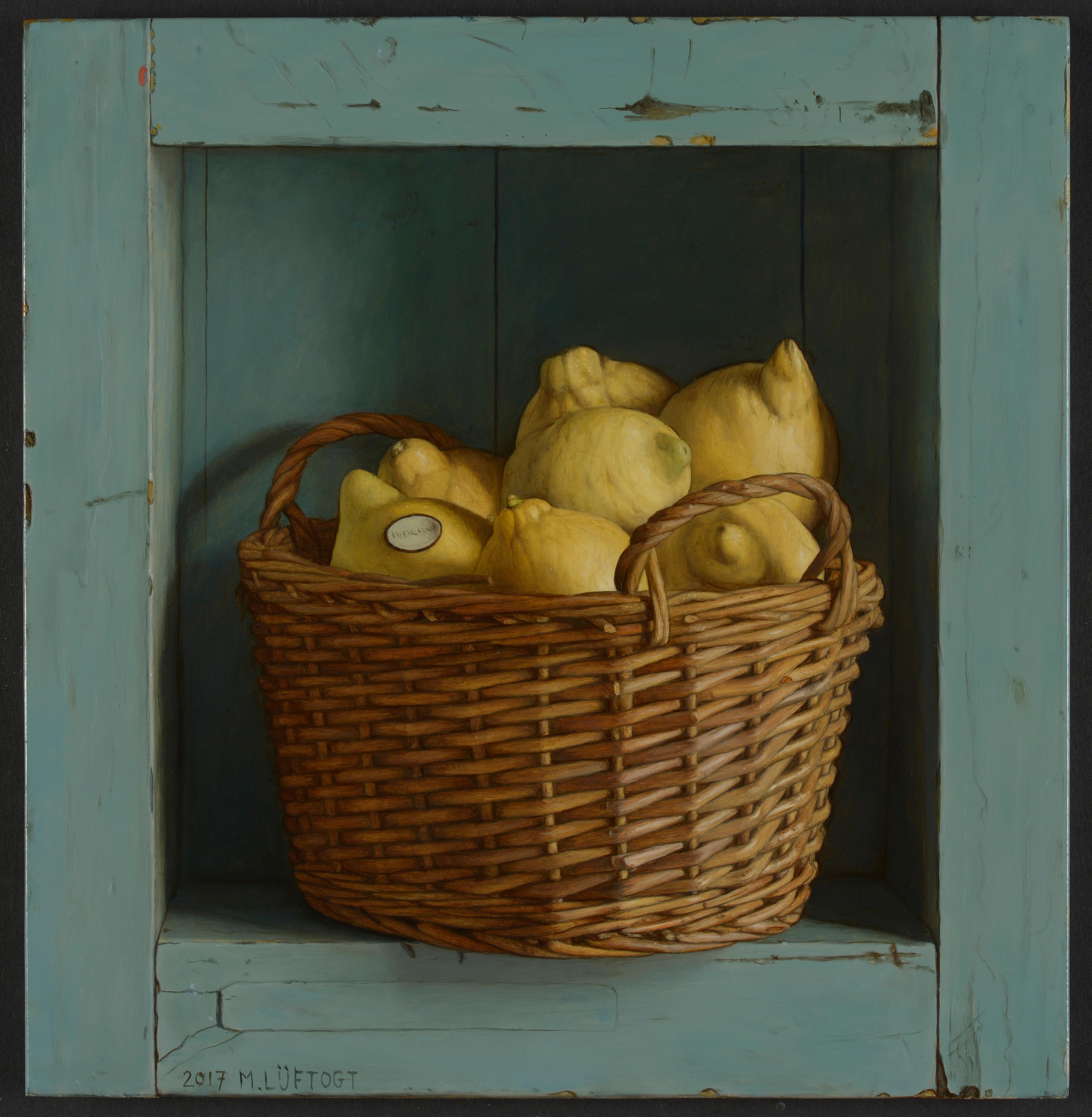 'Basket of Lemons' is a subtle, meditative  and delicate painting by the hugely talented Contemporary painter Mark Lijftogt. 

Lijftogt was born in Amsterdam and at the age of 19 decided to pursue his creative path. He would spend every day for