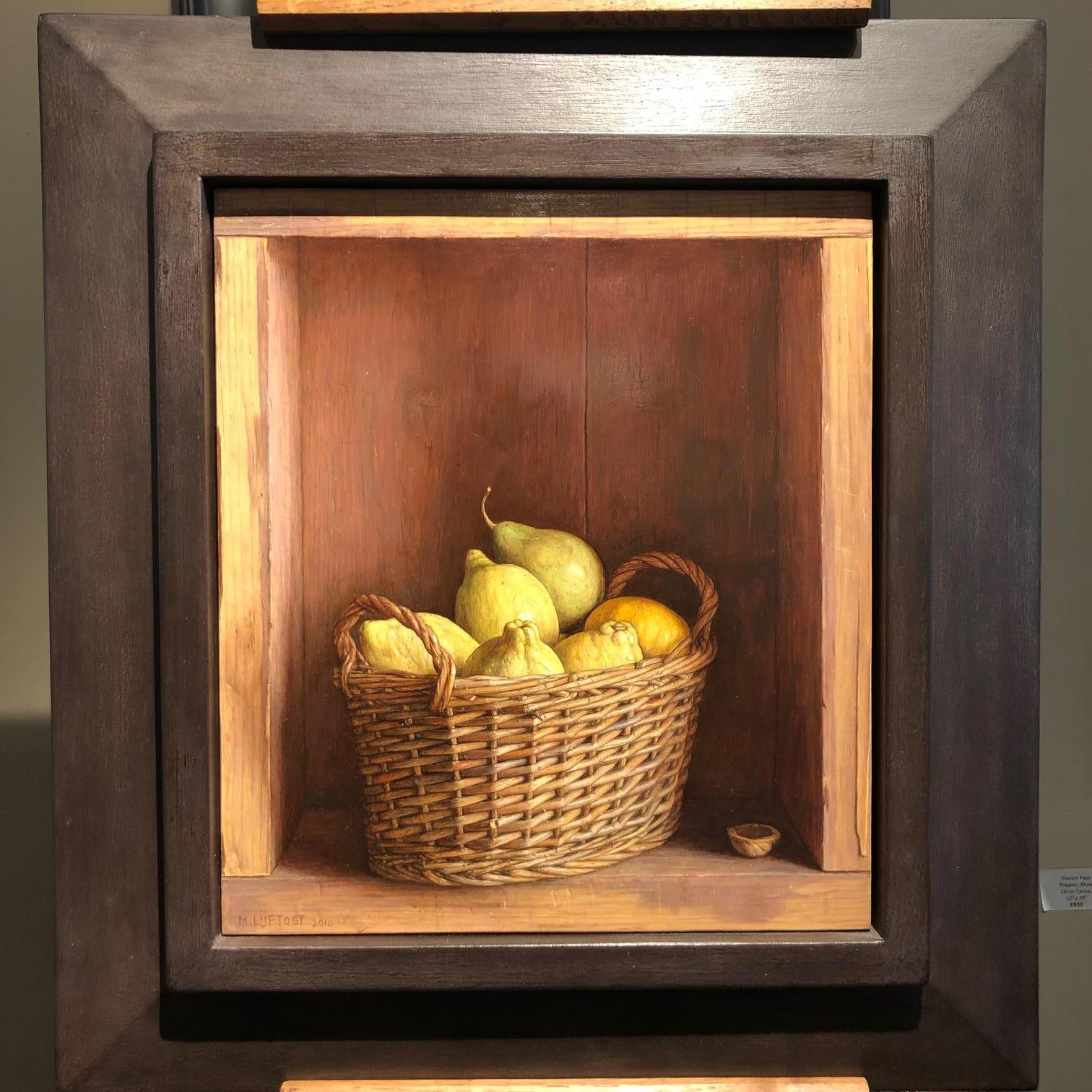 Contemporary Still Life in a cabinet 'Basket of Lemons' by Mark Lijftogt 1