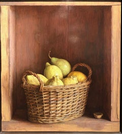 Contemporary Still Life in a cabinet 'Basket of Lemons' by Mark Lijftogt