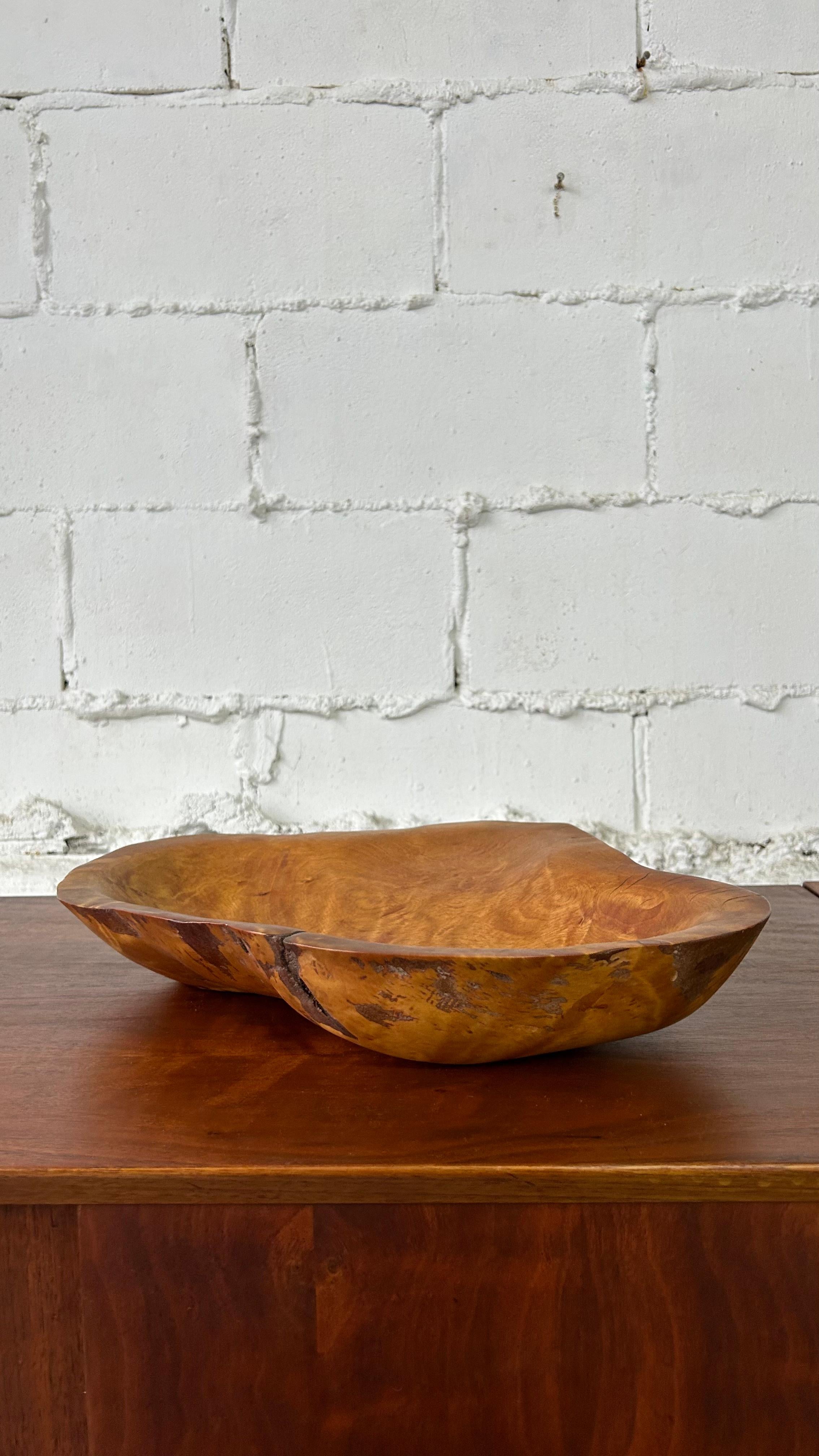 American Craftsman Mark Lindquist yellow birch burl wood sculptural vessel bowl 1970's For Sale