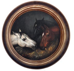 HORSES - Italian oil on canvas painting, Mark majer