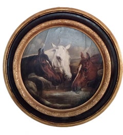 HORSES - Italian oil on canvas painting, Mark Majer
