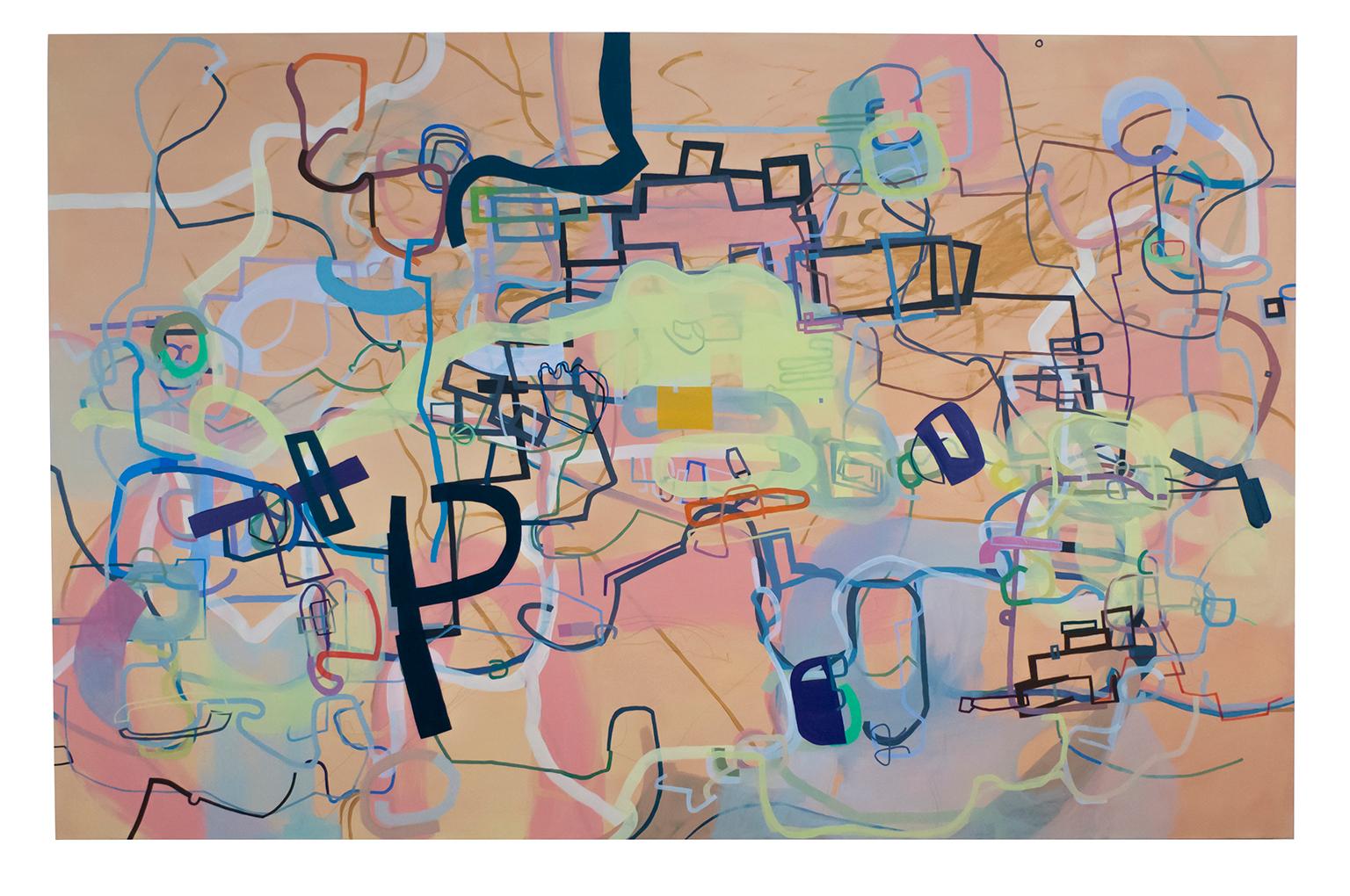 ""Eine Geschichte der Welt in sechs einfachen Installationen", großformatiges abstraktes Gemälde