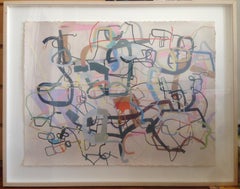 Abstraktes abstraktes Gemälde „Gee, M****, This is Really Carbonated“ (gerahmtes Werk auf Papier)