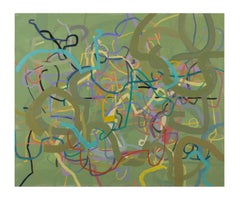 "Centuries of Dandy Nannies" Abstract Painting (green)