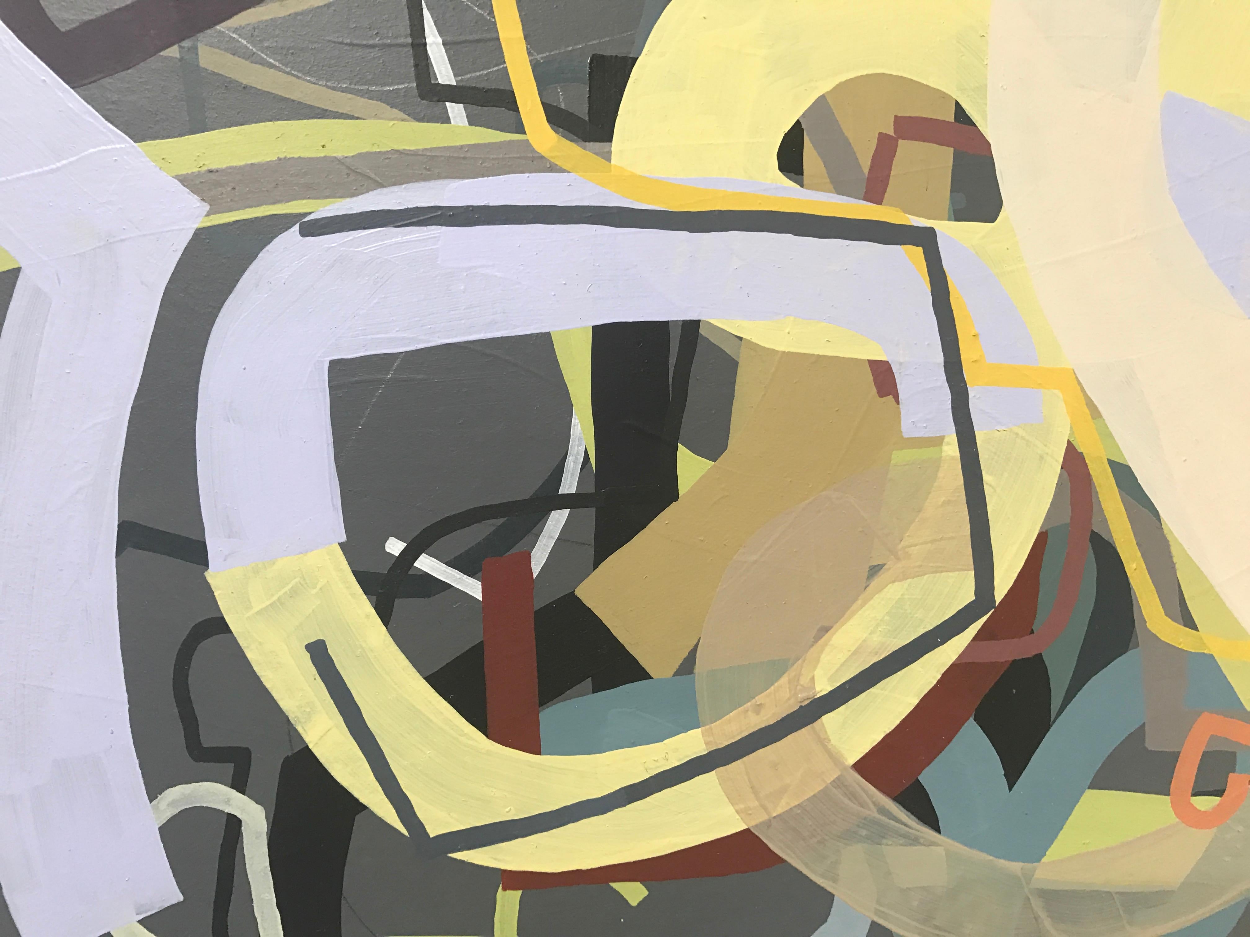 Doers of Eccentric Deeds (done dirt cheap) geometric abstract oil painting - Abstract Mixed Media Art by Mark Masyga