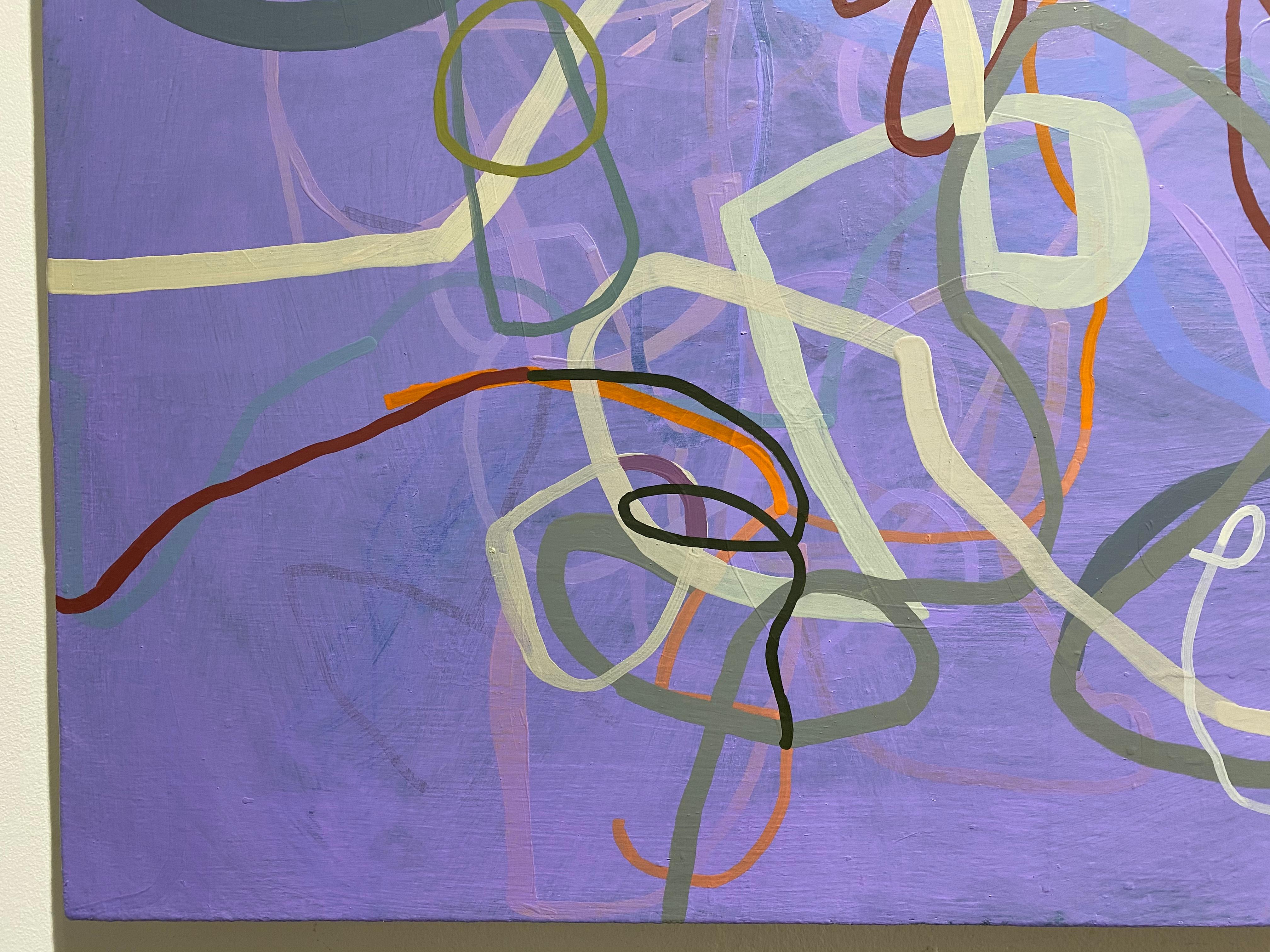 “Driving a Tractor Into the Shiny Future”  Abstract painting (violet) For Sale 2