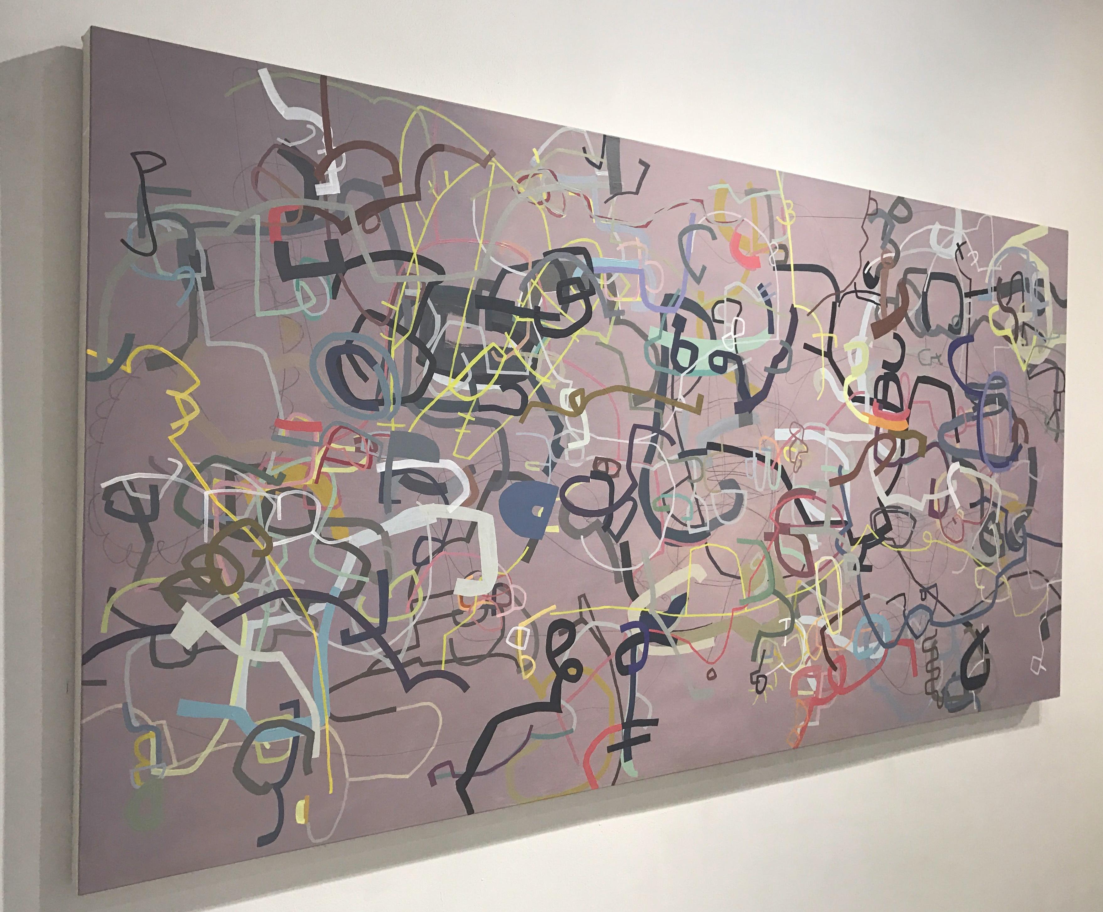 Huile abstraite à grande échelle sur toile « Life is Mans Best Friend » (pas un chien), - Abstrait Painting par Mark Masyga