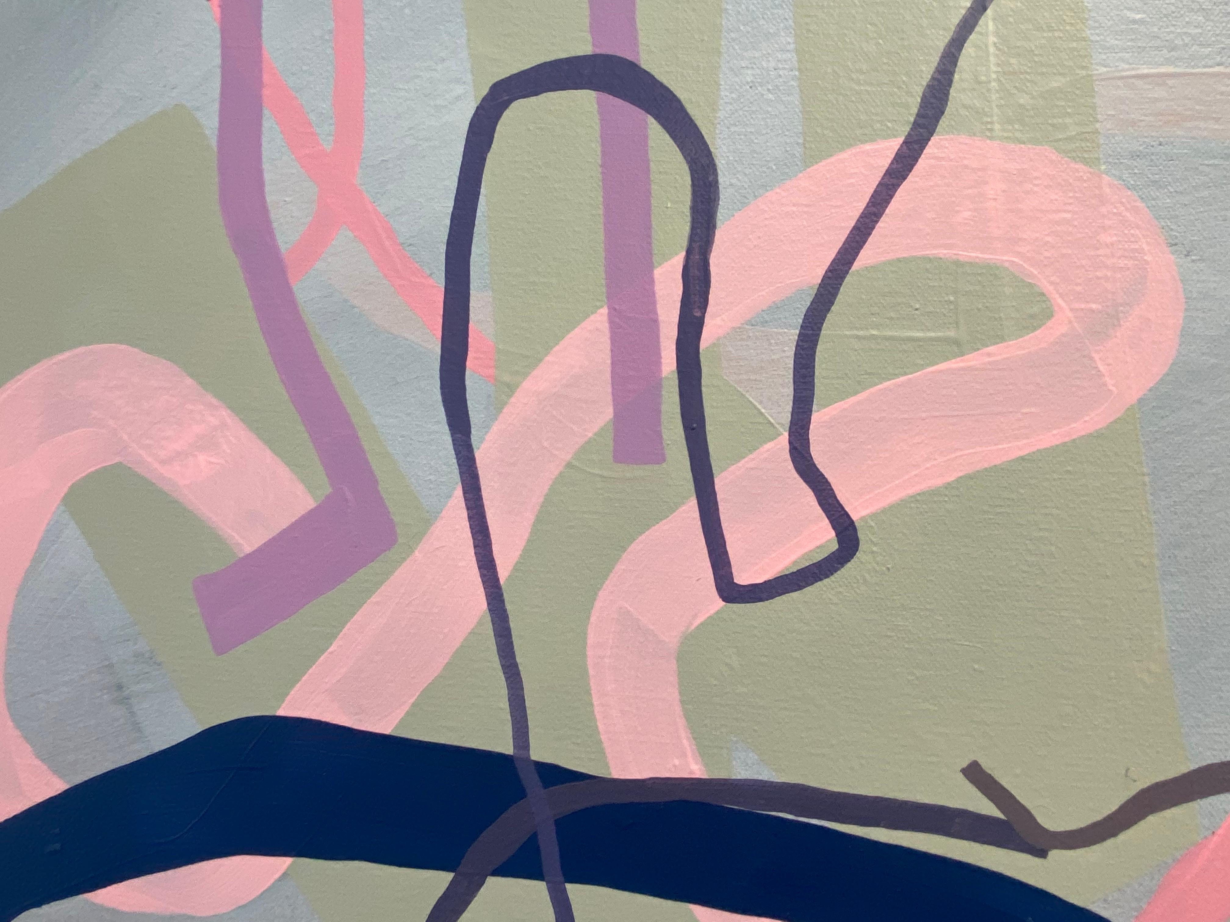 Mark Masyga, Quodlibet, pittura ad olio astratta di grandi dimensioni con fondo grigio neutro in vendita 6