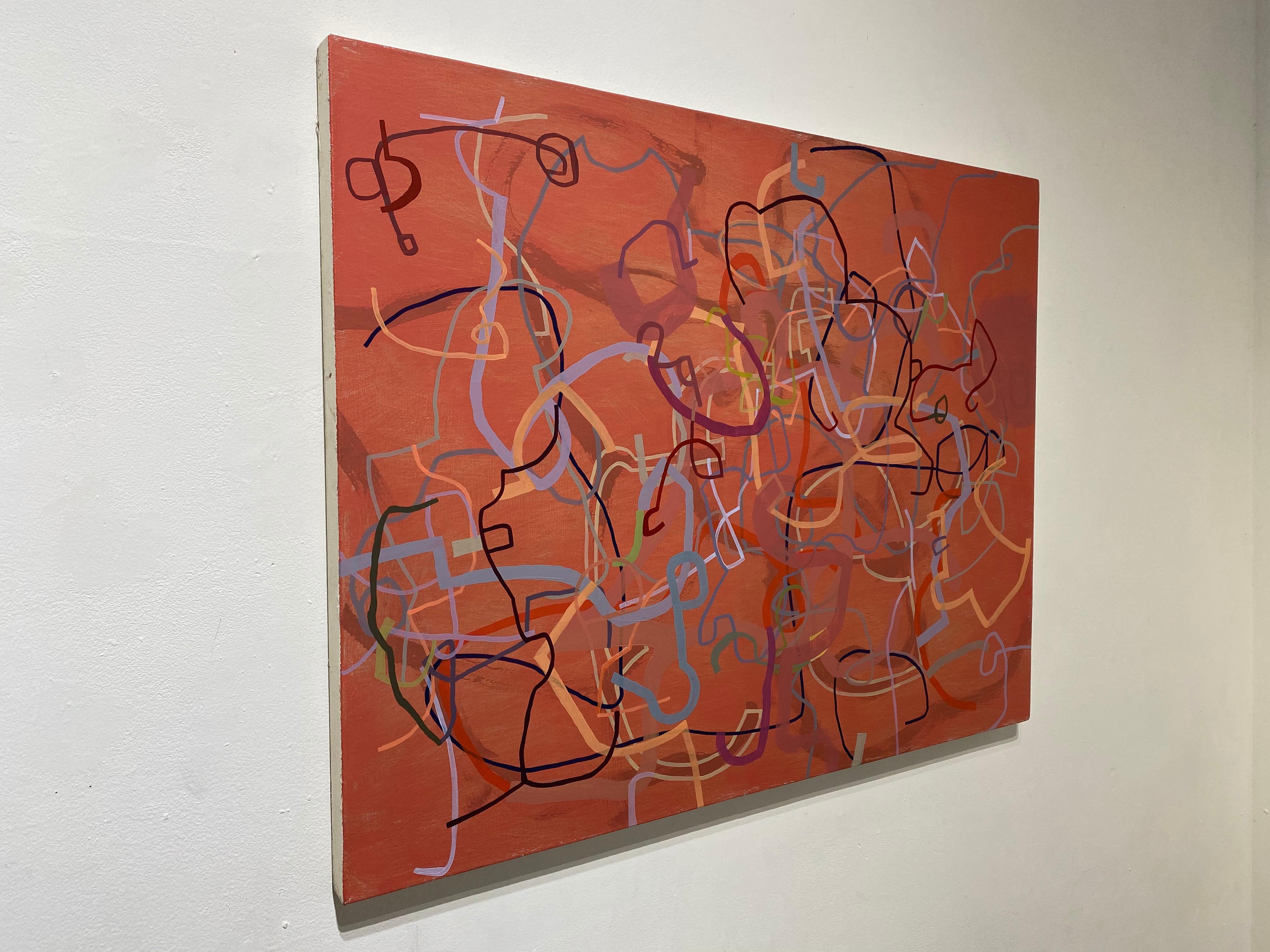 Once or Twice, Like an Ermine Jigsaw, zeitgenössisches abstraktes Gemälde (rot) – Art von Mark Masyga