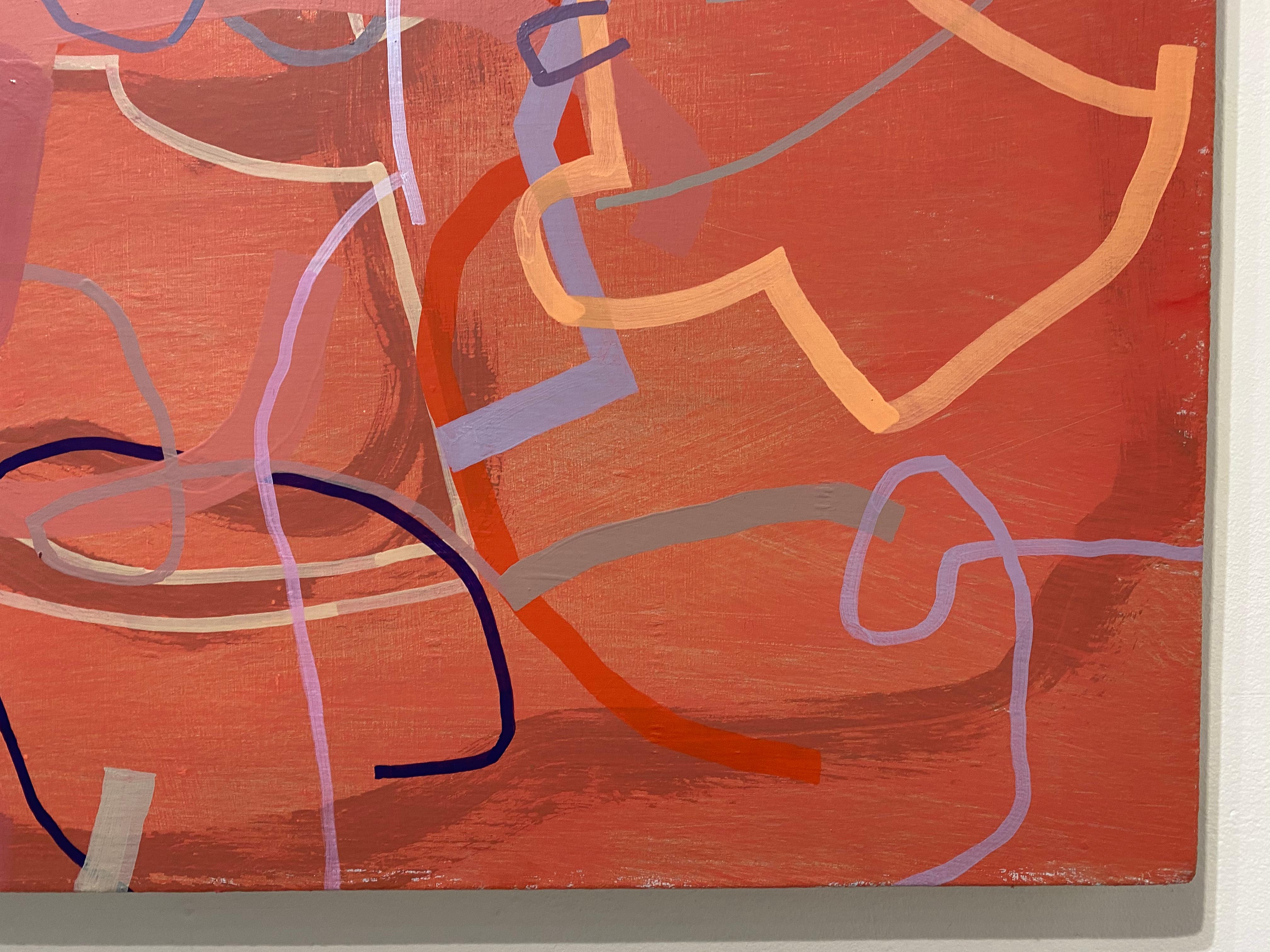 Once or Twice, Like an Ermine Jigsaw, zeitgenössisches abstraktes Gemälde (rot) (Abstrakt), Art, von Mark Masyga