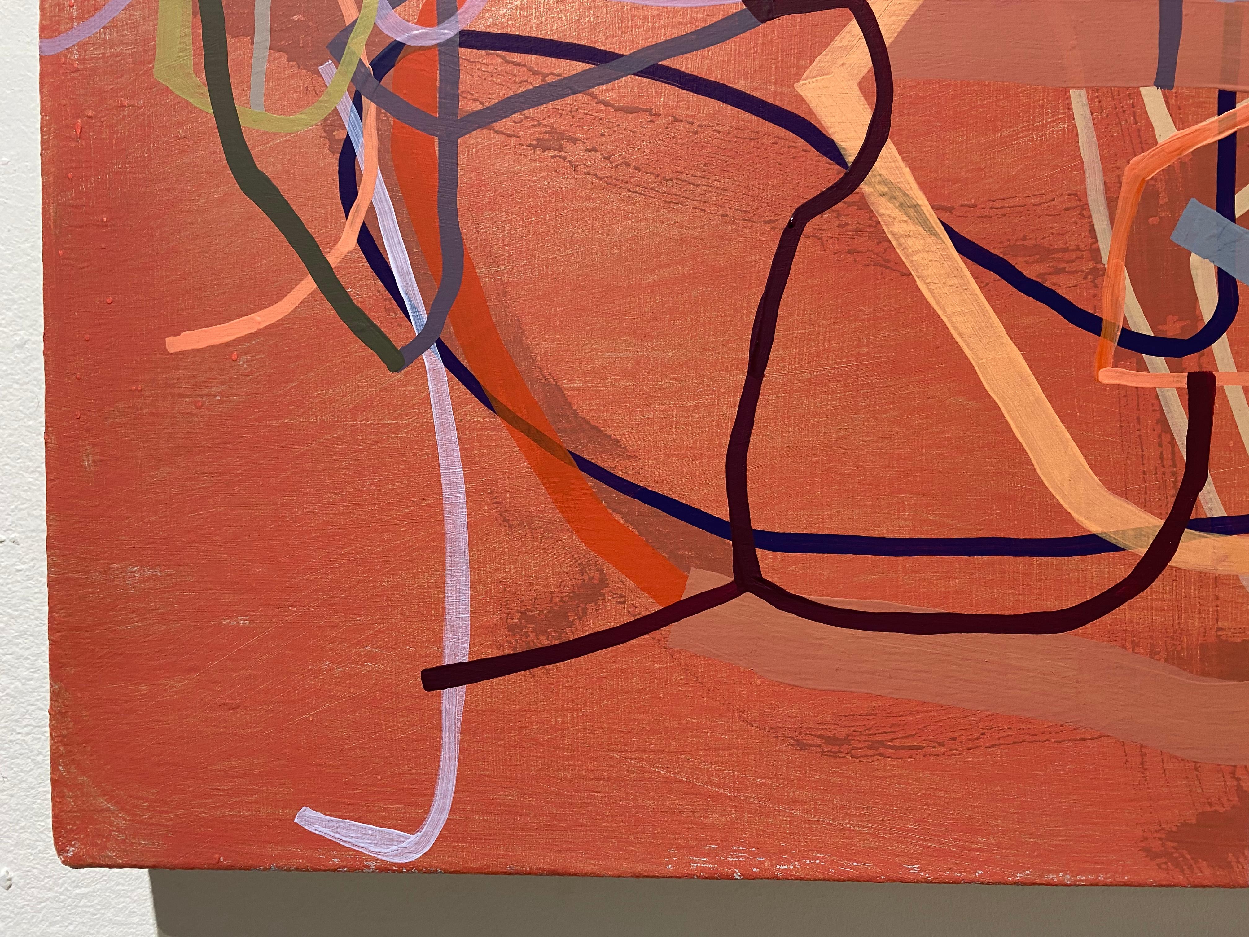 Once or Twice, Like an Ermine Jigsaw, zeitgenössisches abstraktes Gemälde (rot) (Pink), Abstract Drawing, von Mark Masyga