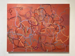 “Once or Twice, Like an Ermine Jigsaw,” Contemporary Abstract painting (red)