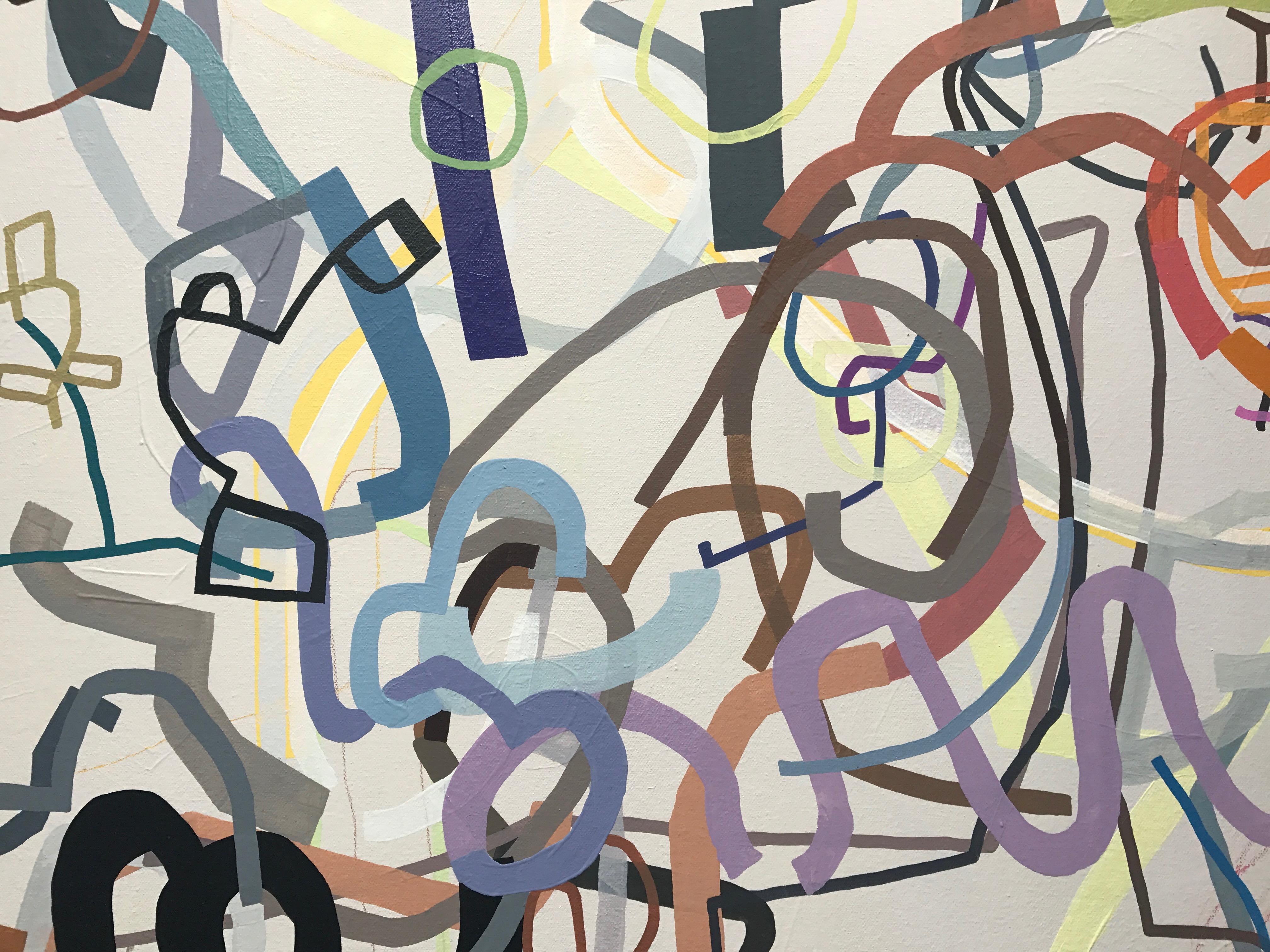 Orange is the New Orange (leave it alone) Pittura ad olio lineare astratta - Painting Astratto di Mark Masyga