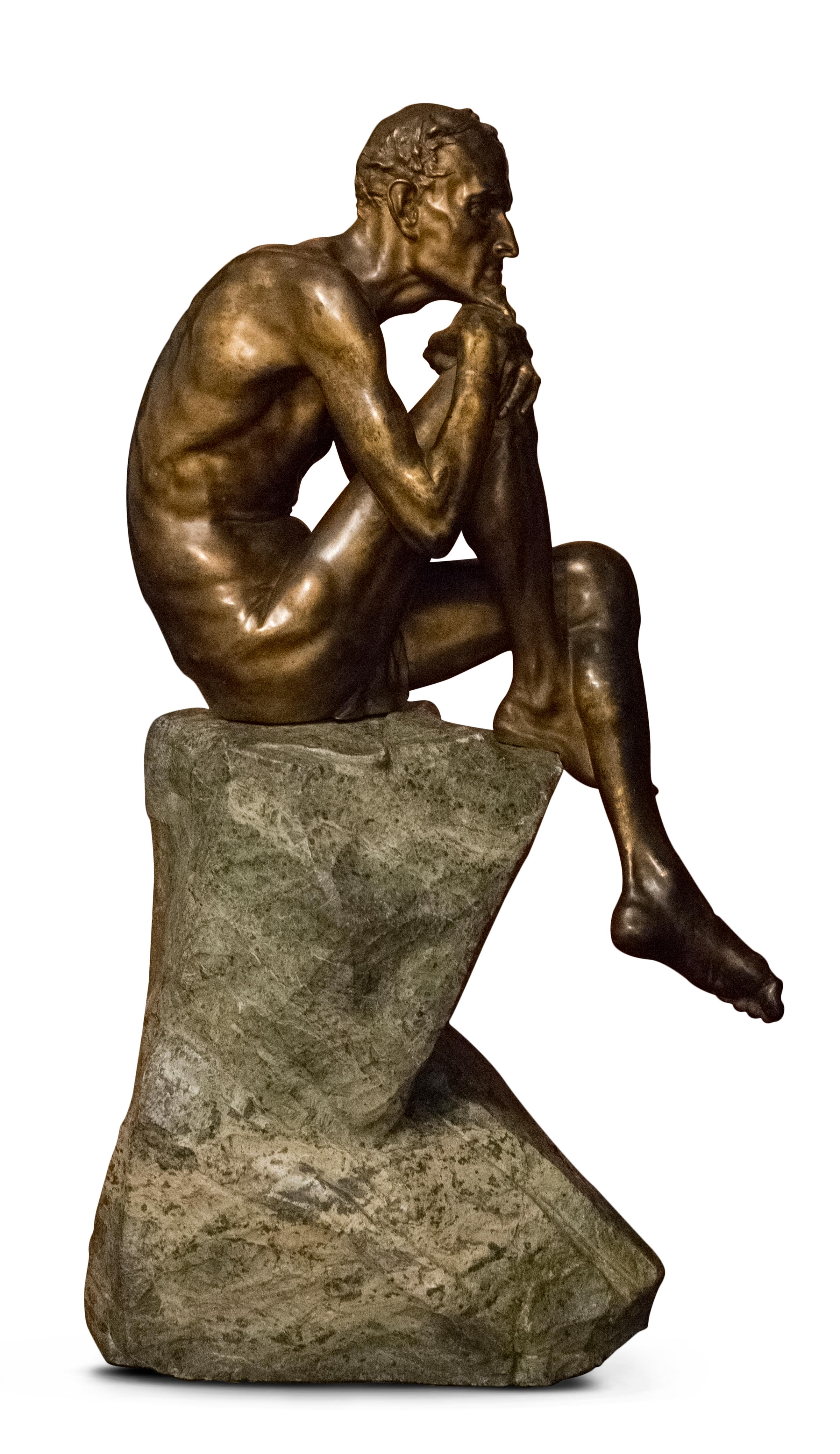 An important Russian gilt bronze figure of Mephistopheles, Barbedienne fondeur - Sculpture by Mark Matveevich Antokolsky