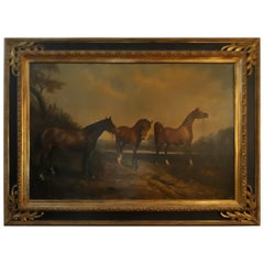Mark Mayer Impressive Oil on Canvas, 20th Century, Horse Scene