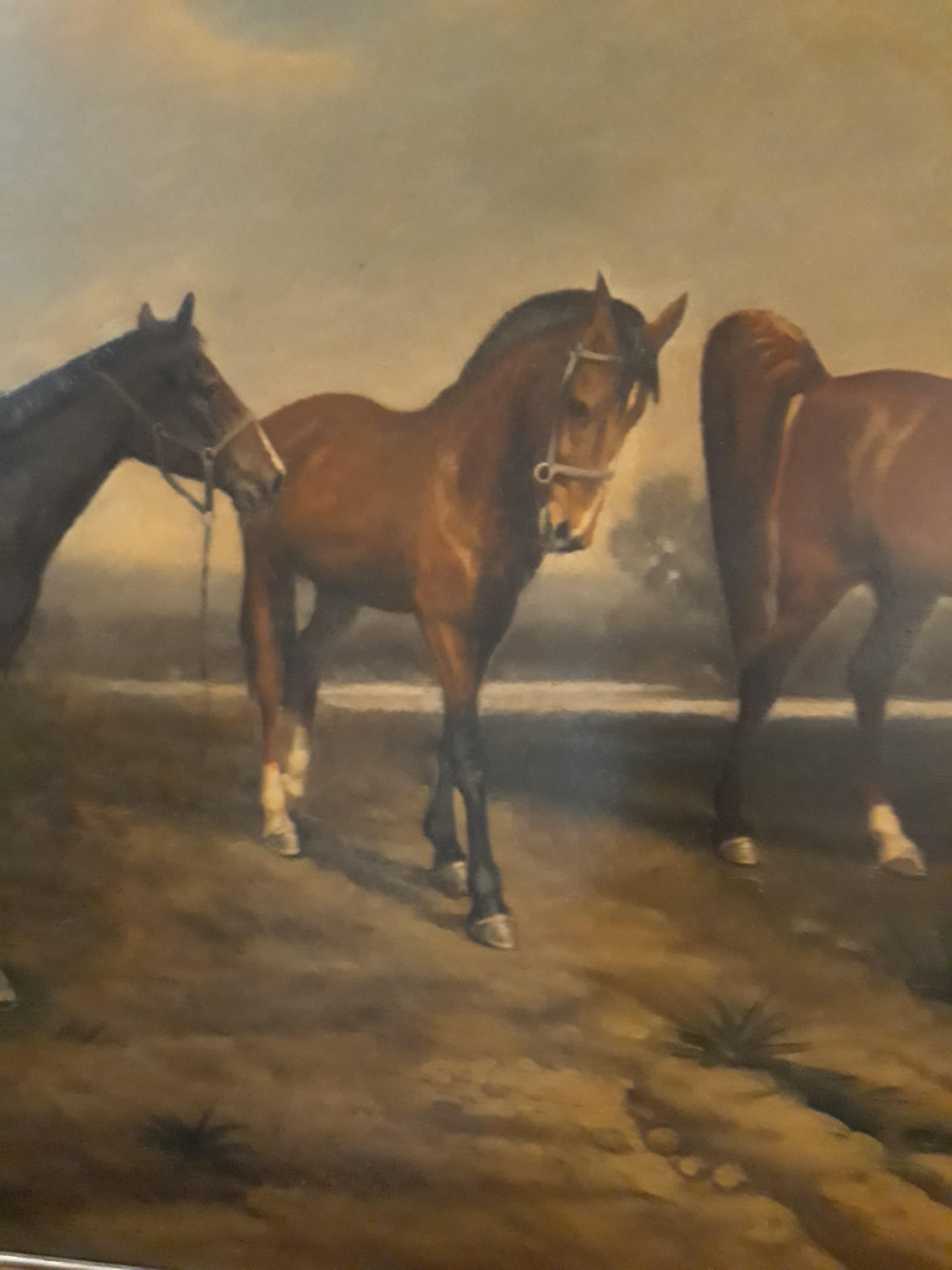 Mark Mayer Impressive Oil on Canvas, 20th Century, Horse Scene In Excellent Condition For Sale In Lentate sul Seveso (Mb), IT