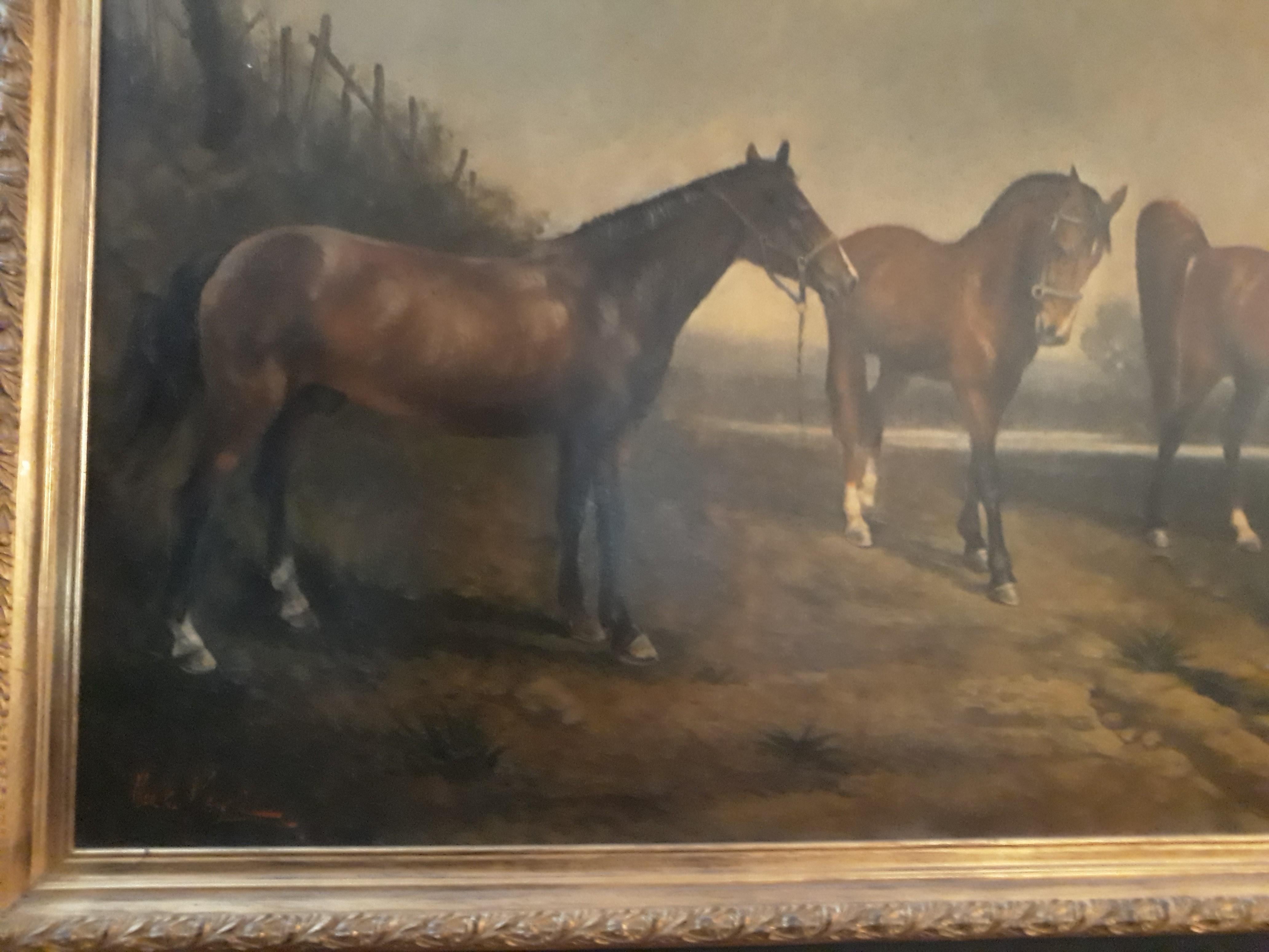 Mark Mayer Impressive Oil on Canvas, 20th Century, Horse Scene For Sale 1