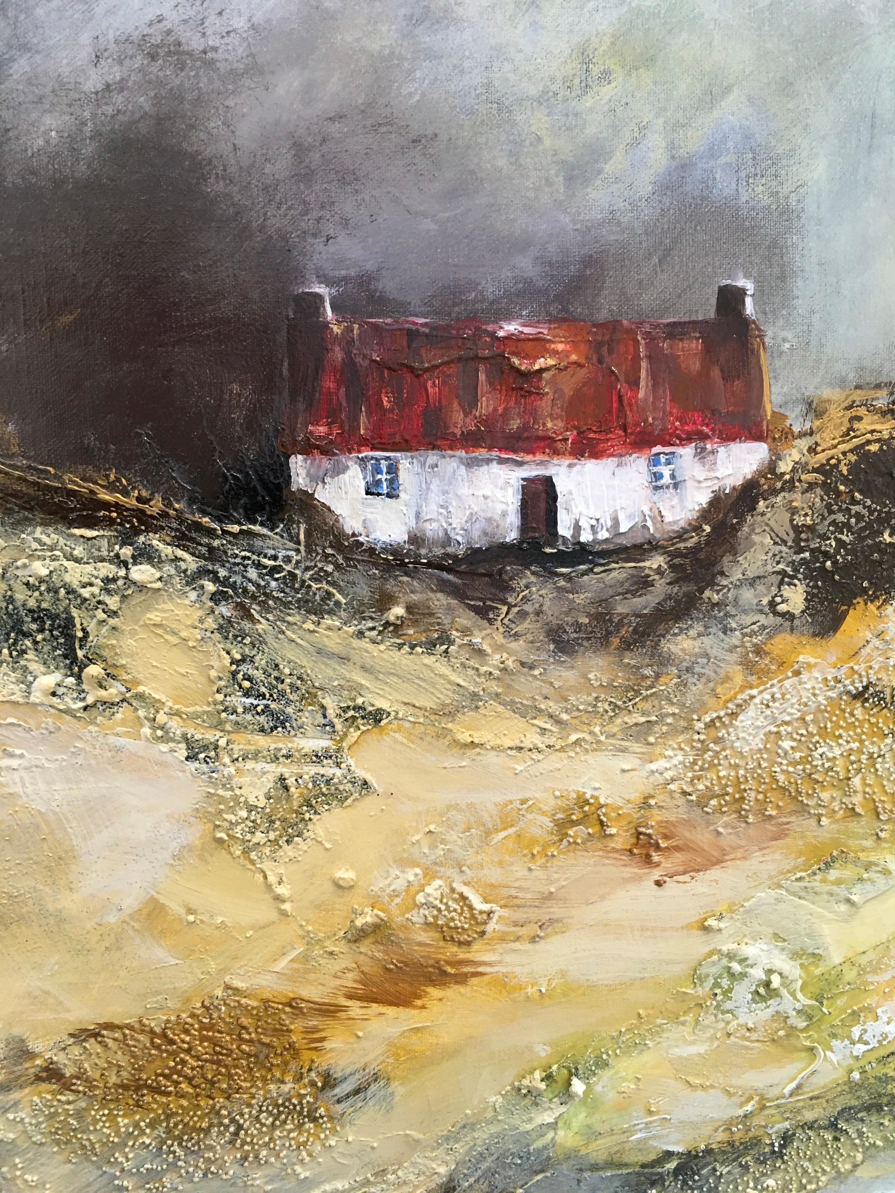 Kearvaig Bothy - Peinture de paysage marin contemporaine de Mark McCallum en vente 1