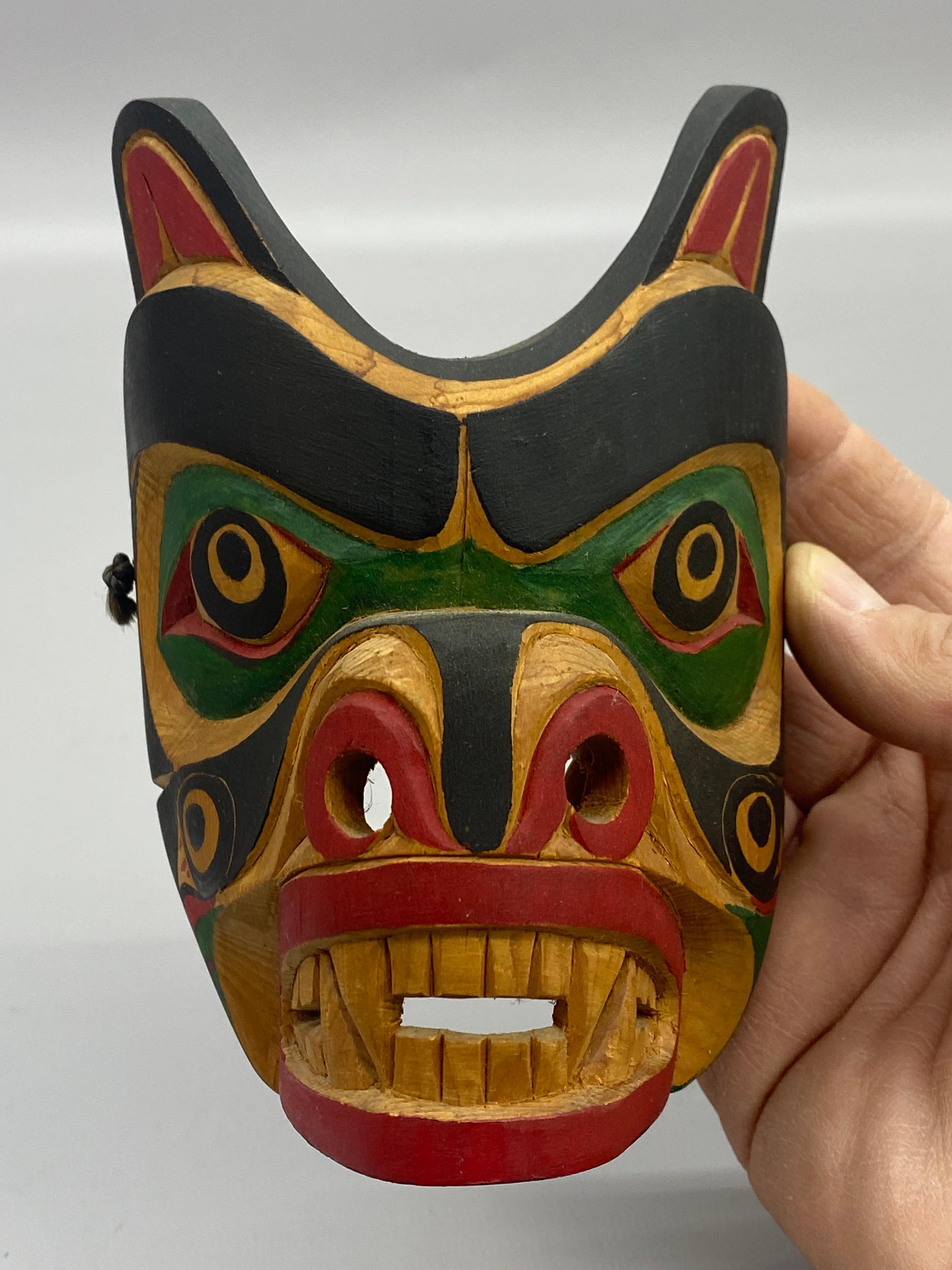 Mark Mickey Native American First Nation Hand Carved and Colored Masks, 3 4