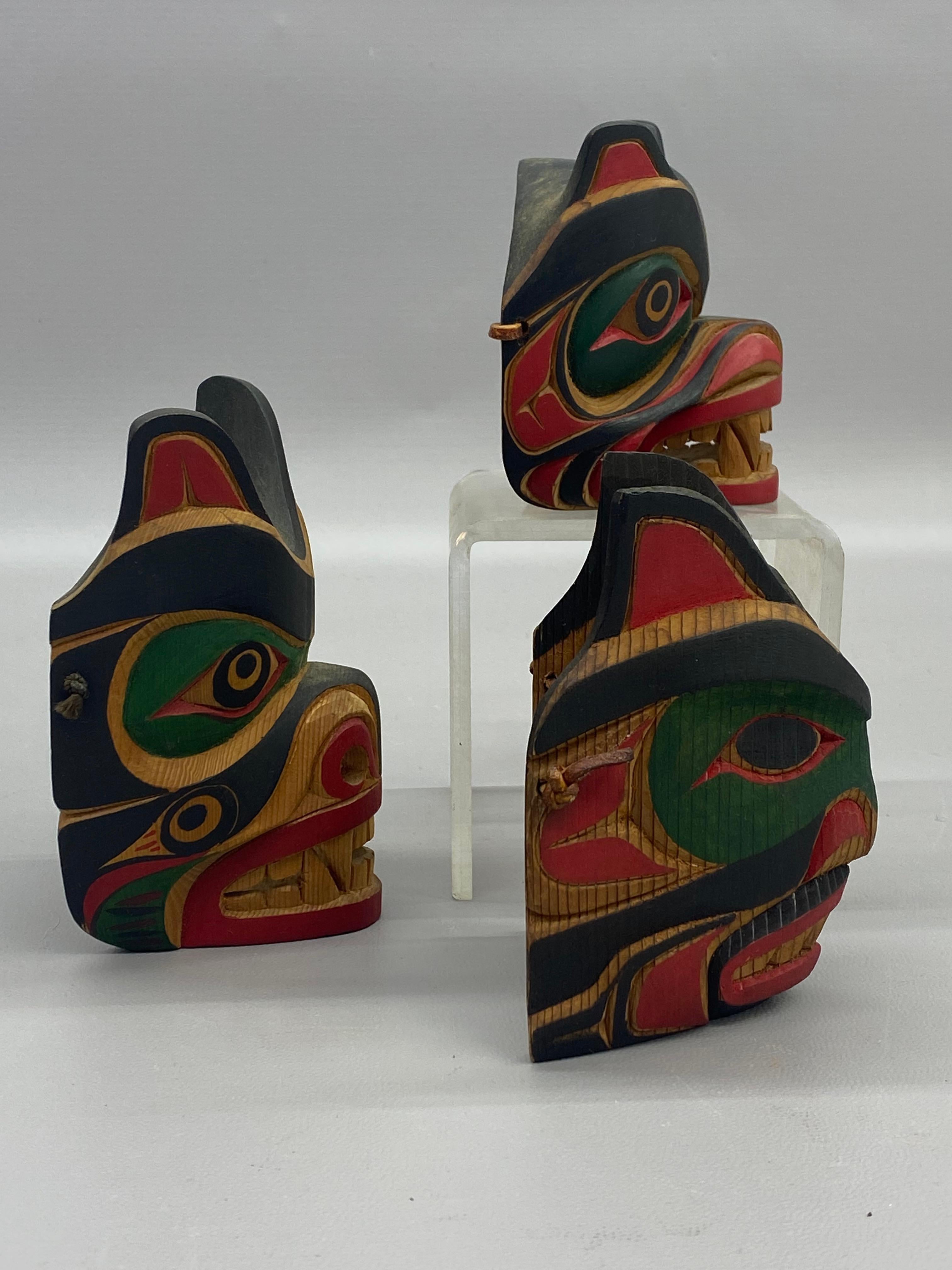 Canadian Mark Mickey Native American First Nation Hand Carved and Colored Masks, 3