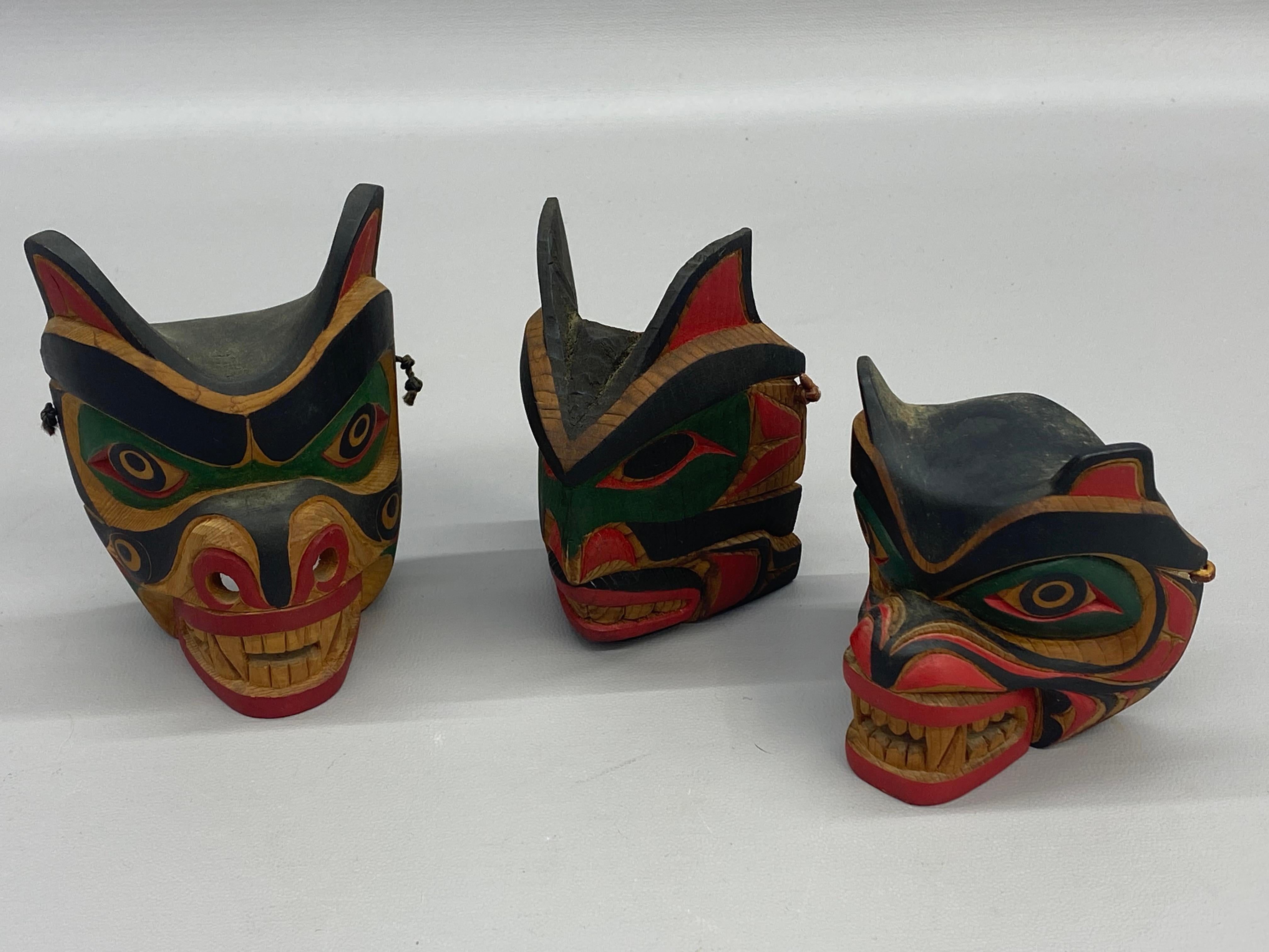 Hand-Carved Mark Mickey Native American First Nation Hand Carved and Colored Masks, 3