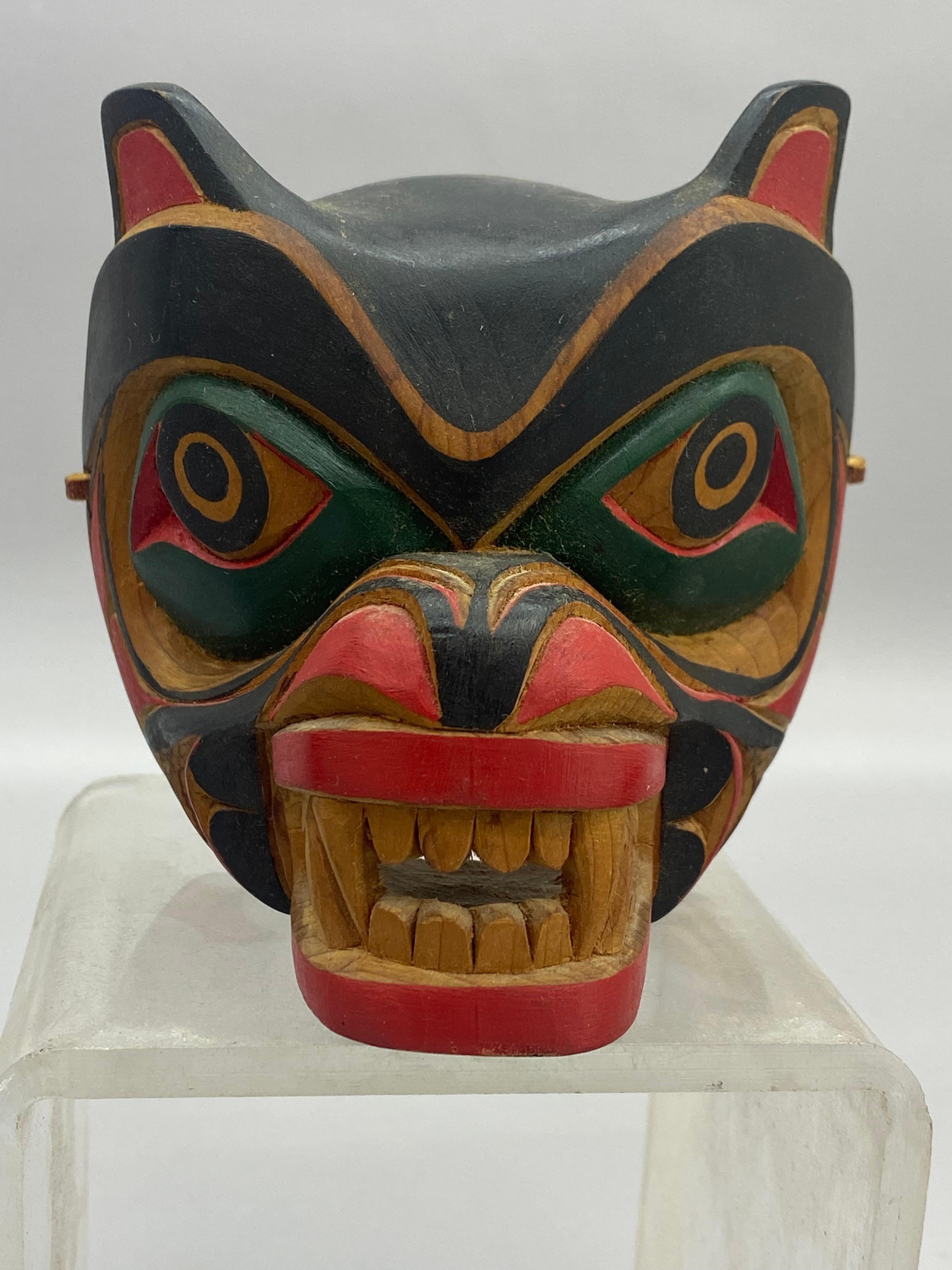 Wood Mark Mickey Native American First Nation Hand Carved and Colored Masks, 3