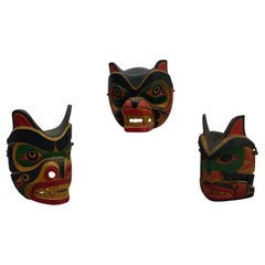 Mark Mickey Native American First Nation Hand Carved and Colored Masks, 3