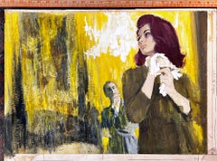 Golden Age of Illustration Romance Story, Man Woman Relationship - Green Yellow