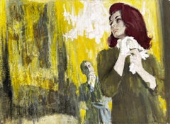 Retro Golden Age of Illustration Romance Story, Man Woman Relationship - Green Yellow