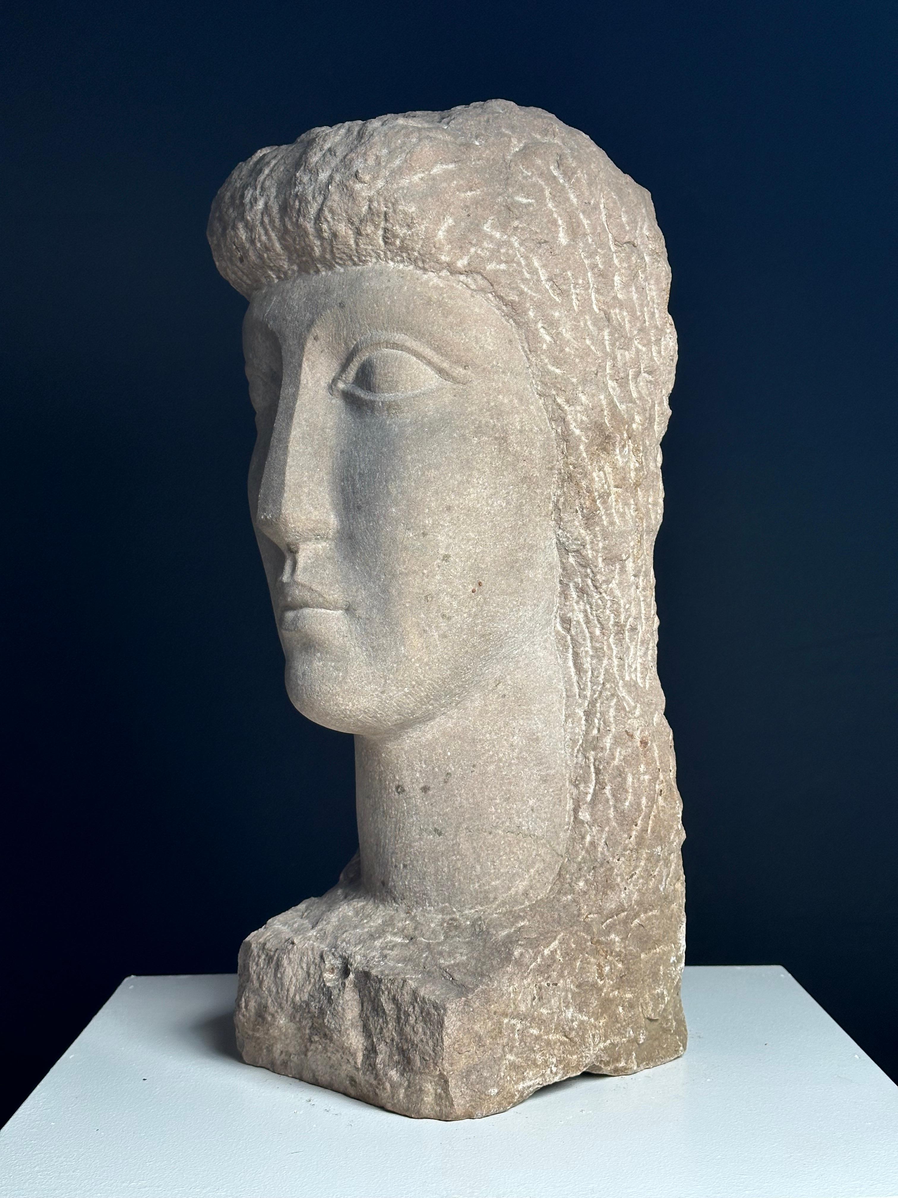 Mark Morrison (1895-1964)

Head of Woman , ca. 1950

Carved stone

7.75