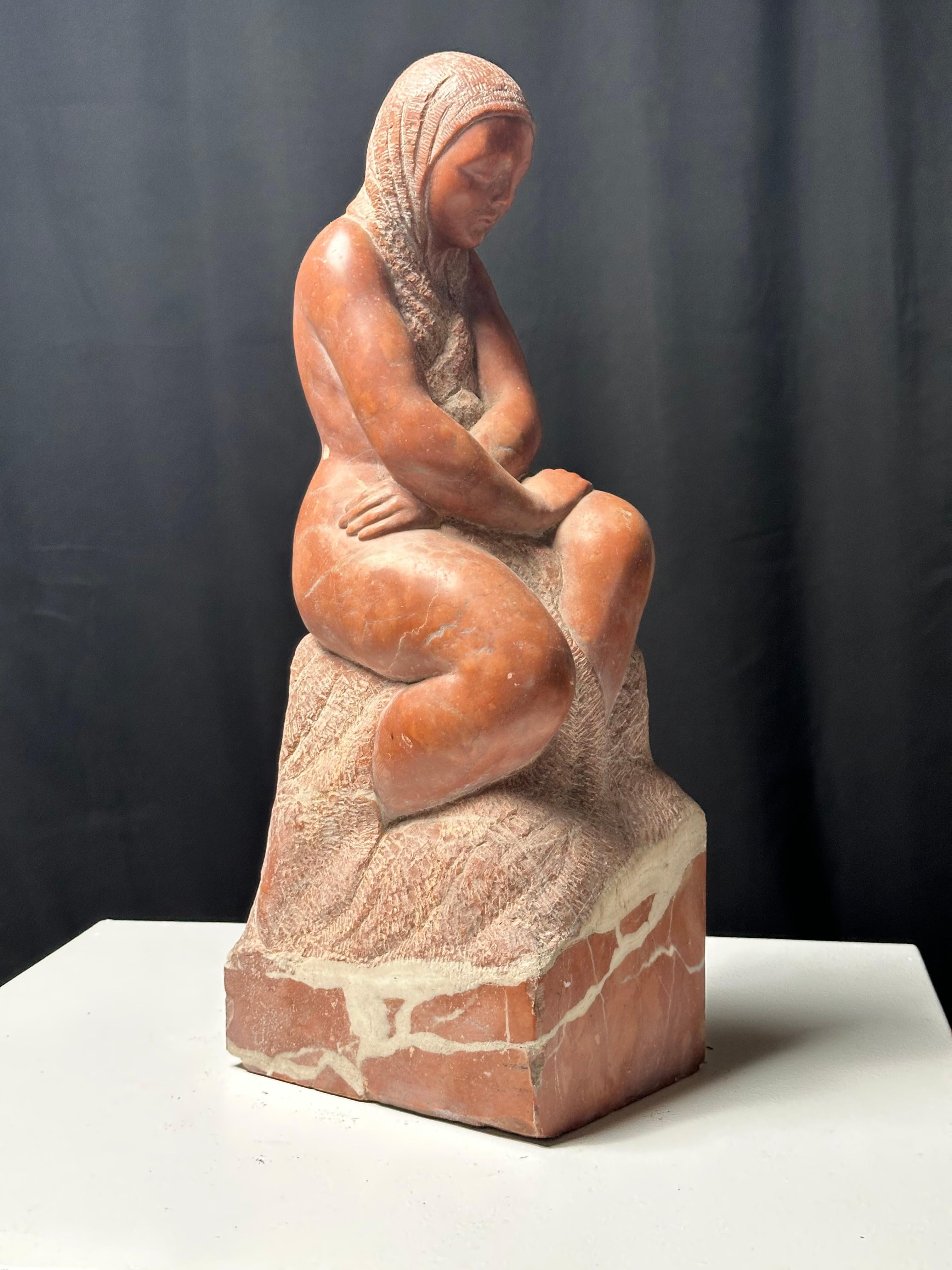 Mark Morrison (1895-1964)

Seated Woman, ca. 1950

Carved and polished red Italian marble

4.75