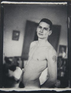 Self Portrait, black and white photograph by Mark Morrisroe