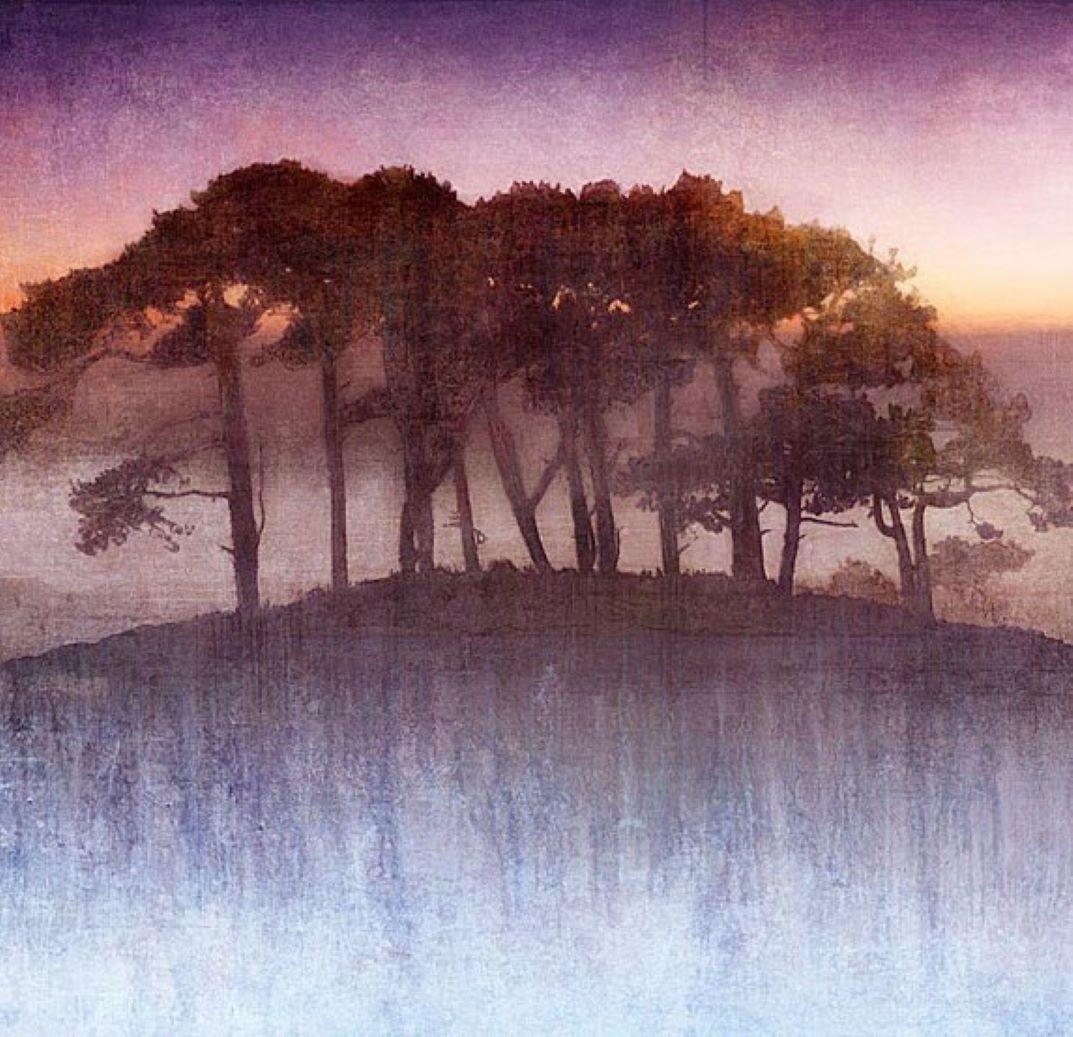 Atardecer Lila - Colorido, Brillante, Atmosférico, Árbol, Naturaleza, Arte Digital - Print Contemporáneo de Mark Munroe Preston
