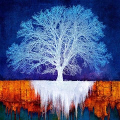 Of Ice and Fire - Colourful, Bright, Atmospheric, Tree, Nature, Digital Art
