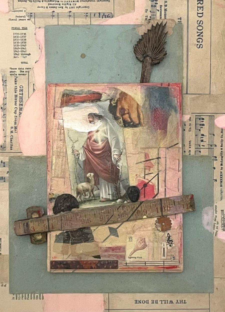 "Broken Promise" wood panel; found object; religious; mixed media - Art by Mark Palmer