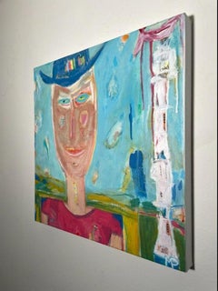 "Rhinestone Cowboy" abstract expressionism; mixed media; figurative