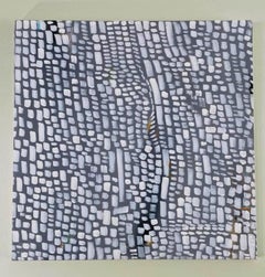 "Lurk" grey monochromatic; square; abstract; white