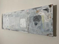 "New Normal" mixed media painting; coffee filters; acrylic; black and white